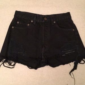 Levi’s high waisted micro black denim shorts